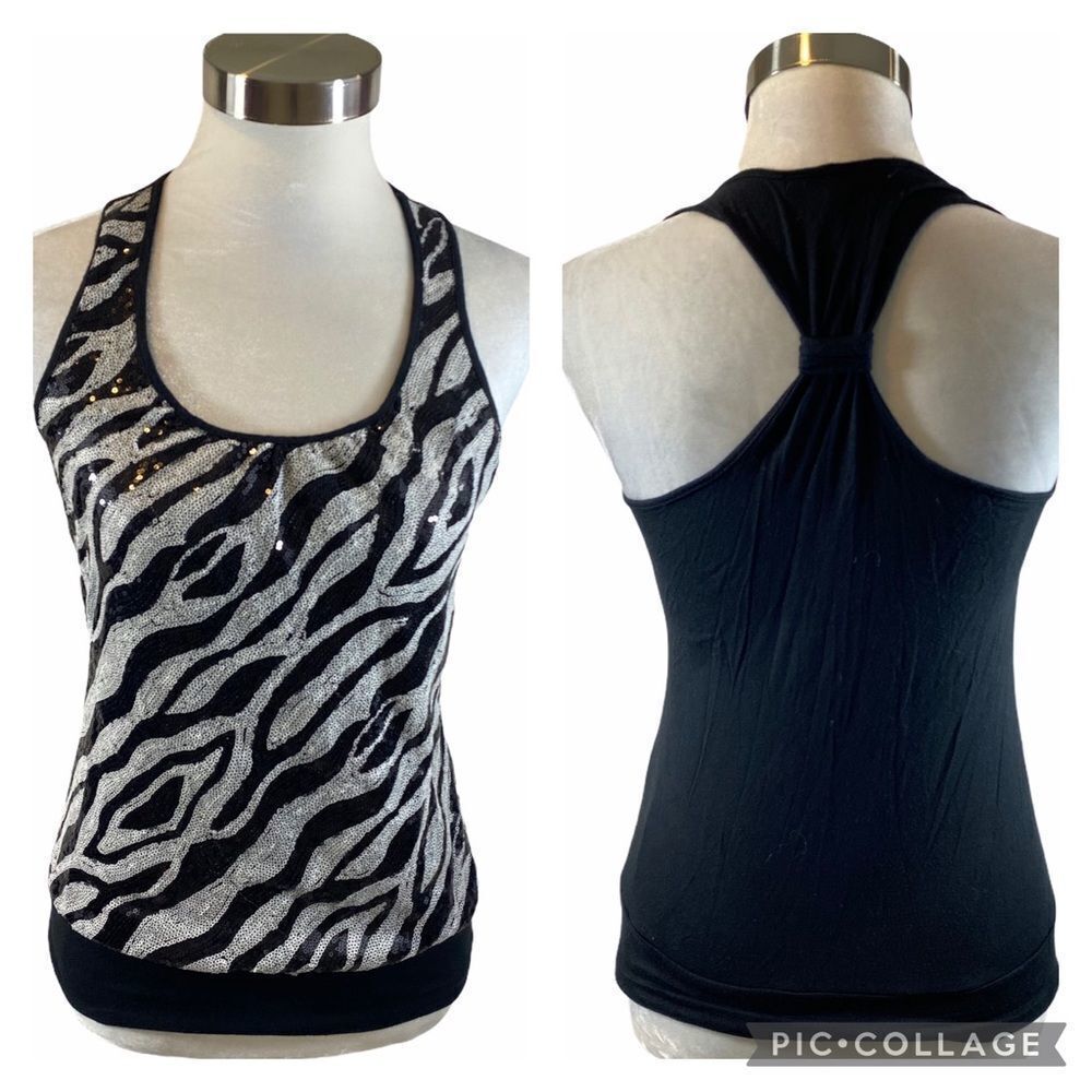 HeartSoul Zebra Sequin Tank Top Size Small